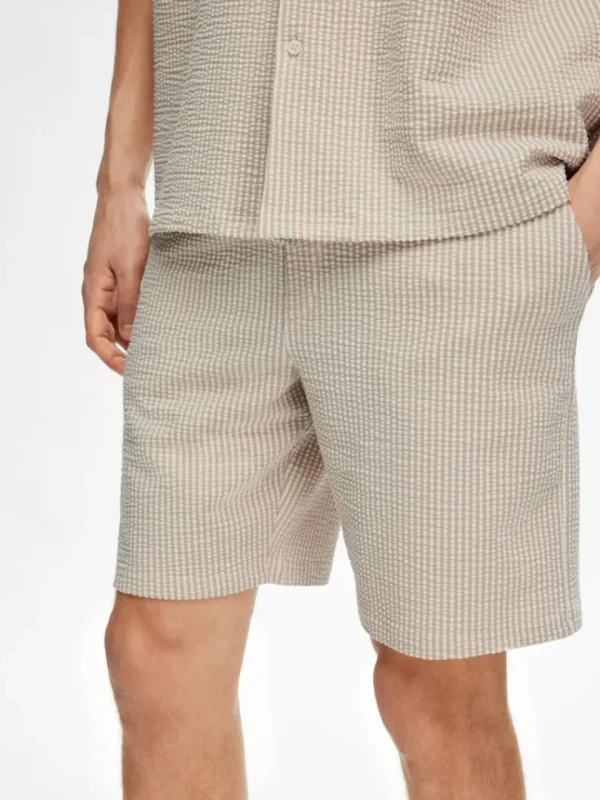 Shorts>SELECTED SEERSUCKER SHORTS Beige