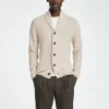 Strik>SELECTED SHAWL-NECK STRIKKET CARDIGAN Beige