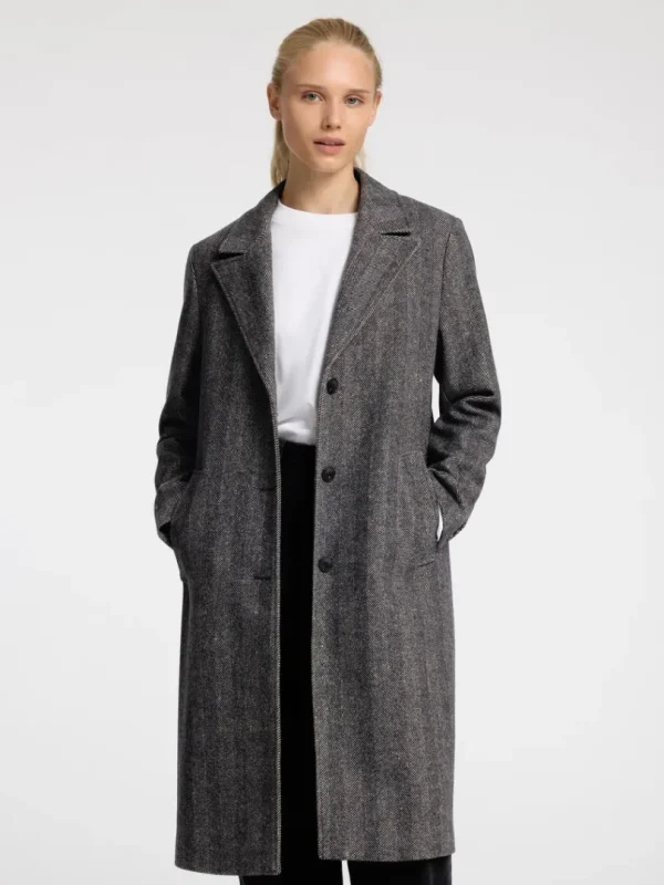Overtøj>SELECTED SILDEBEN LANG FRAKKE Black