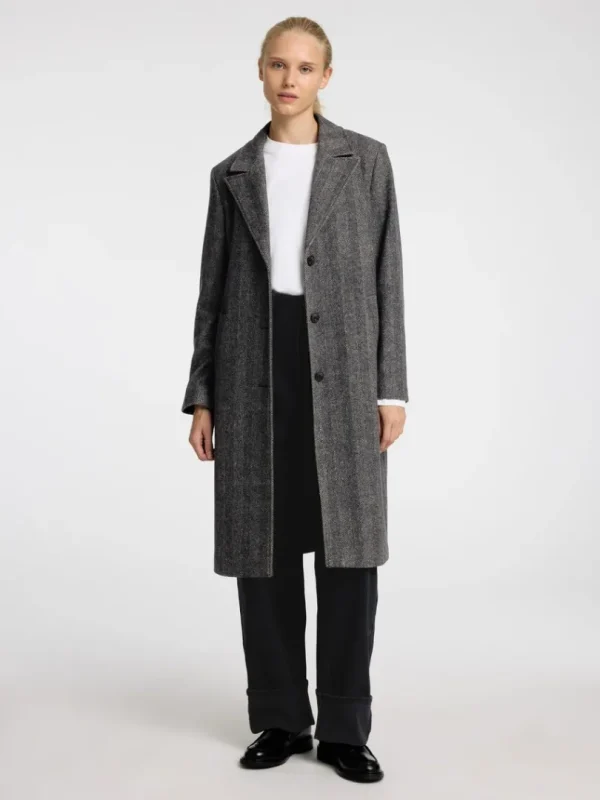 Overtøj>SELECTED SILDEBEN LANG FRAKKE Black