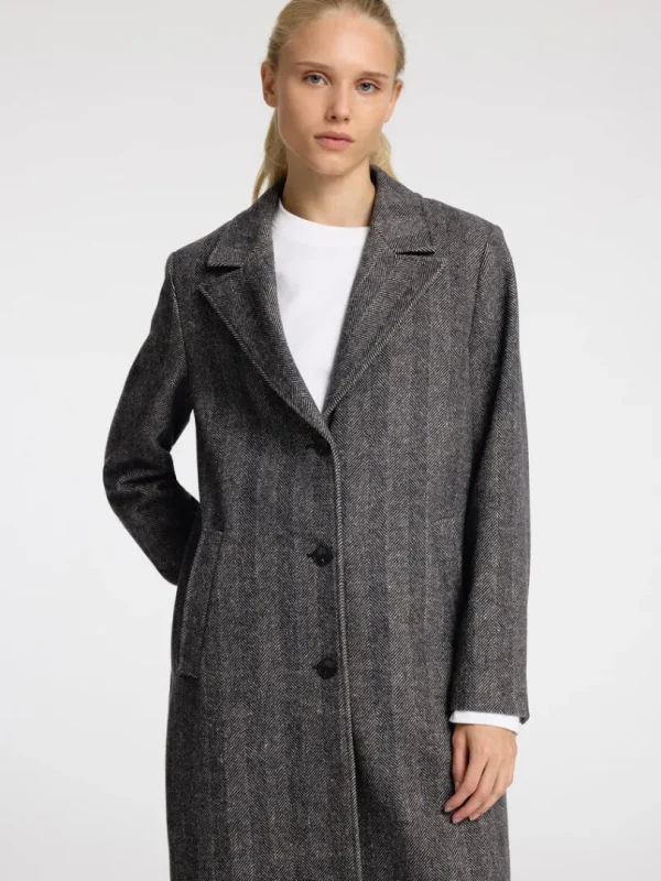 Overtøj>SELECTED SILDEBEN LANG FRAKKE Black