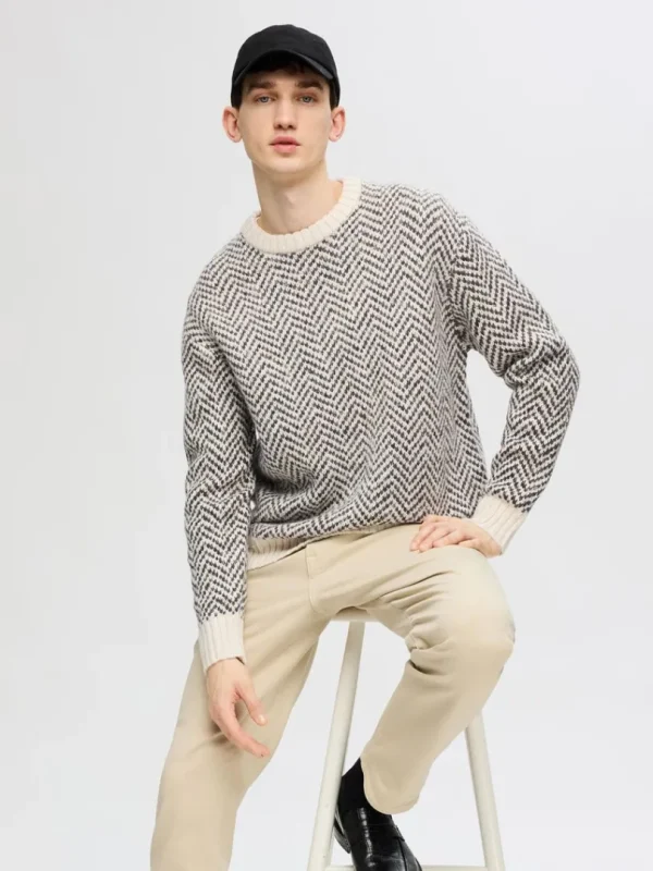 Strik>SELECTED SILDEBENSPRINT STRIKTRØJE Beige