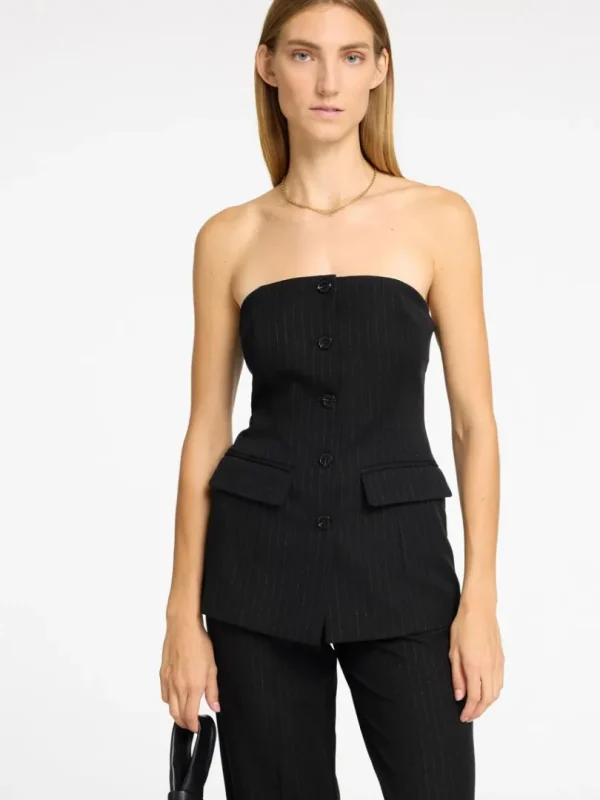 Toppe Og Bluser>SELECTED SKRÆDDERSYEDE BUSTIER TOP Black