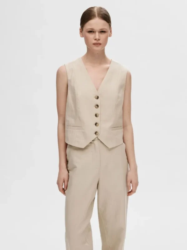 Jakkesæt & Blazers | Toppe Og Bluser>SELECTED SKRÆDDERSYEDE VEST Beige