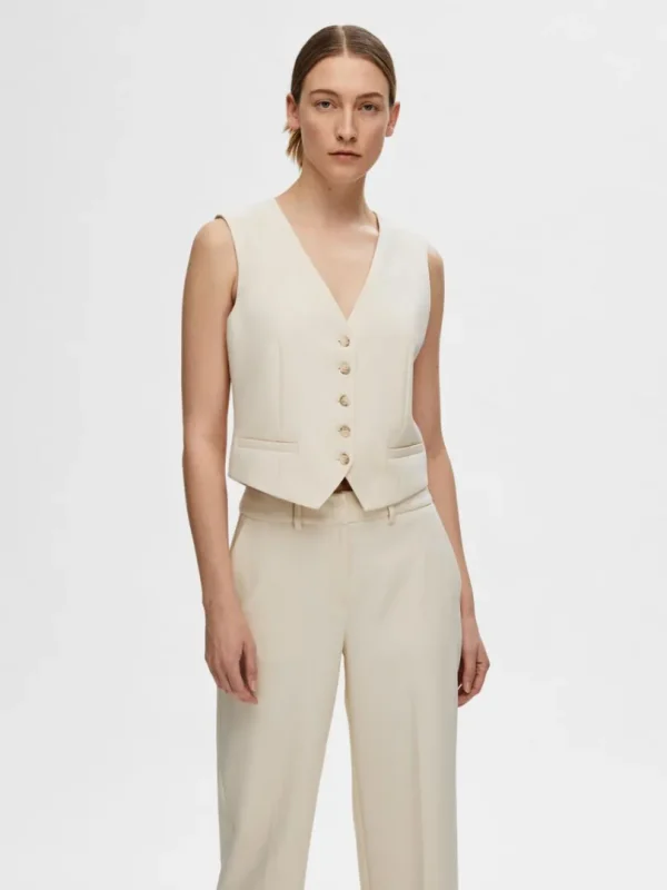 Toppe Og Bluser>SELECTED SKRÆDDERSYEDE VEST Beige