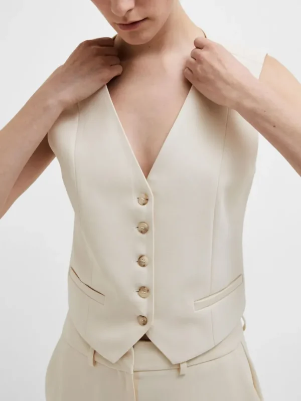 Toppe Og Bluser>SELECTED SKRÆDDERSYEDE VEST Beige