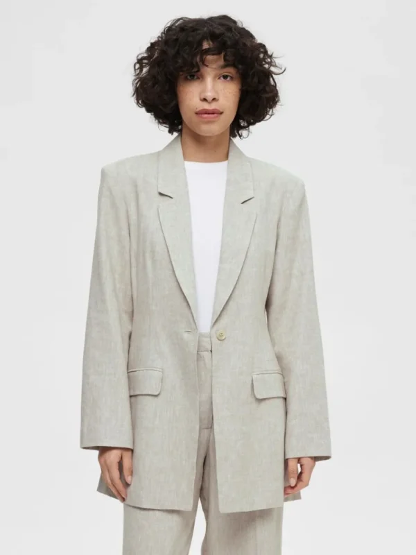 Jakkesæt & Blazers>SELECTED SLIM FIT BLAZER Beige