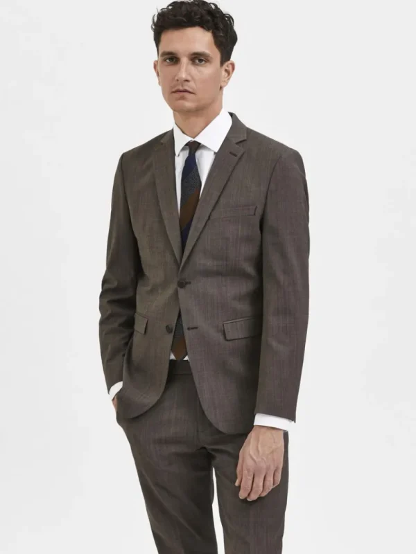 Jakkesæt & Blazers>SELECTED SLIM FIT BLAZER Brown
