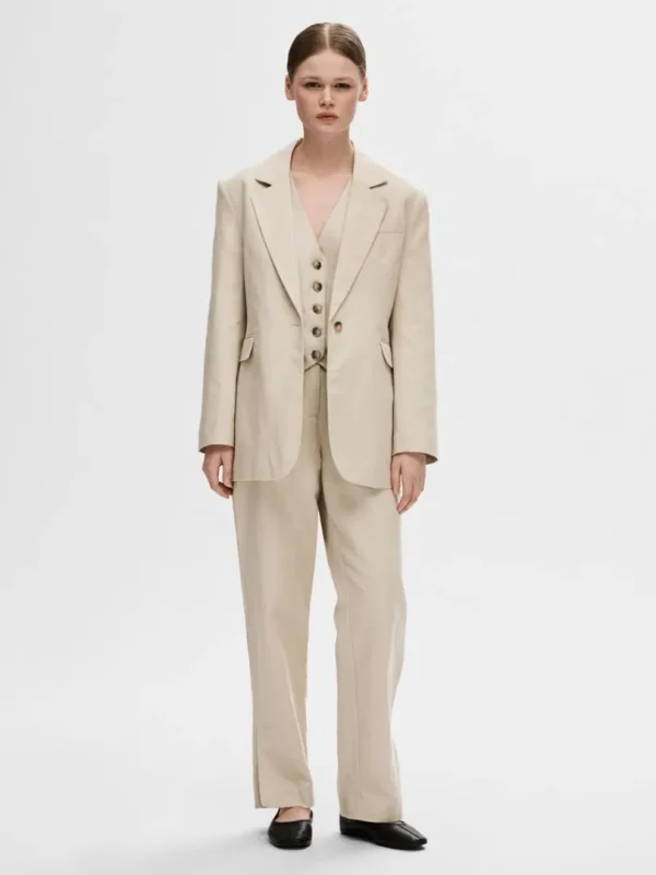 Jakkesæt & Blazers>SELECTED SLIM FIT BLAZER Beige