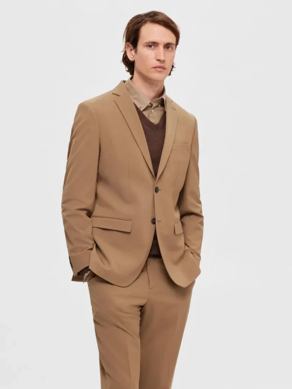 Jakkesæt & Blazers>SELECTED SLIM FIT BLAZER Brown