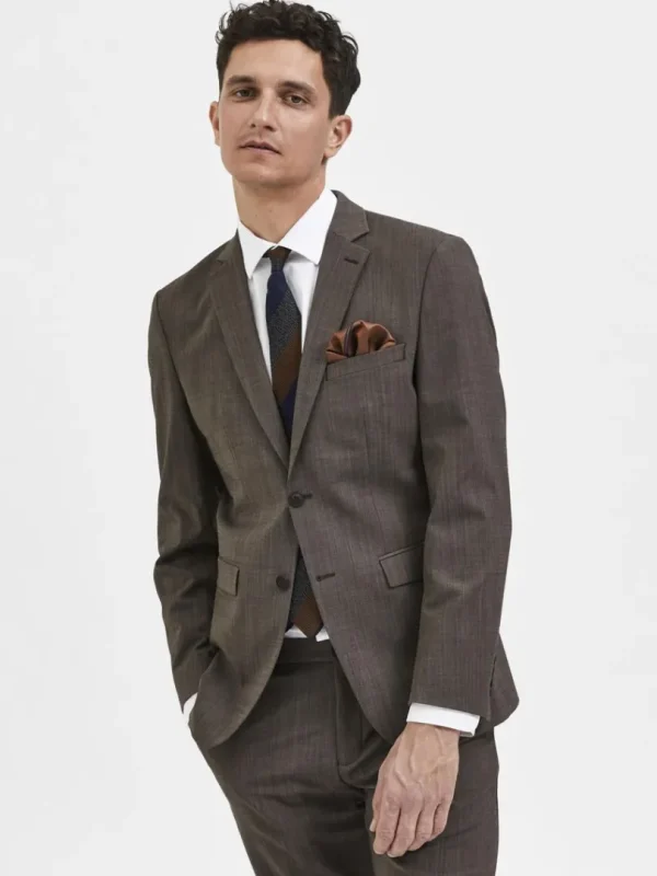 Jakkesæt & Blazers>SELECTED SLIM FIT BLAZER Brown