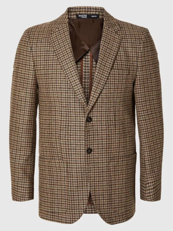 Jakkesæt & Blazers>SELECTED SLIM FIT BLAZER Brown