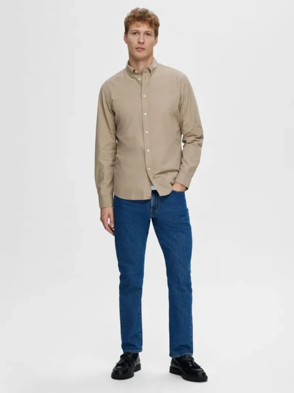 Skjorter>SELECTED SLIM FIT BOMULD SKJORTE Brown