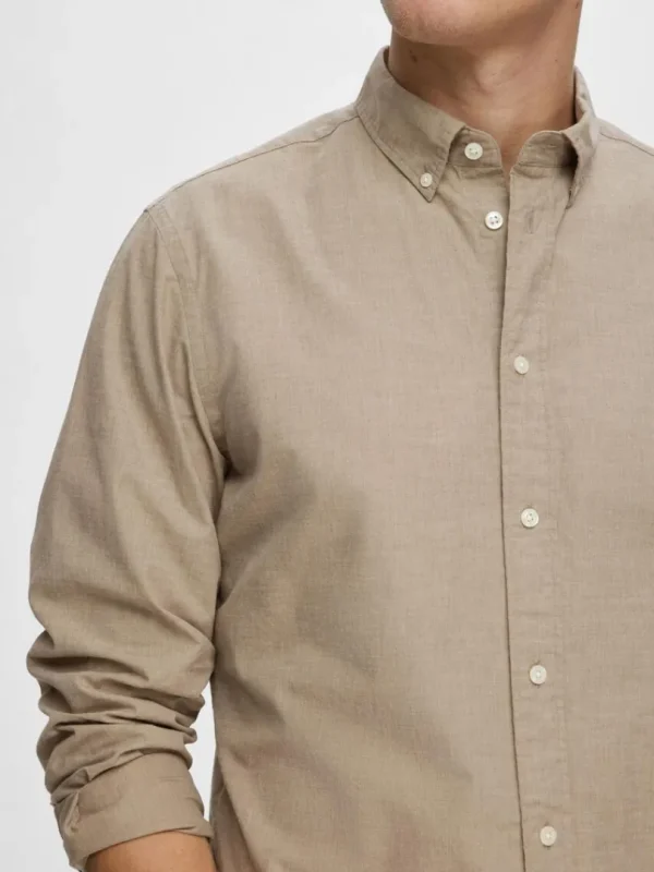 Skjorter>SELECTED SLIM FIT BOMULD SKJORTE Brown