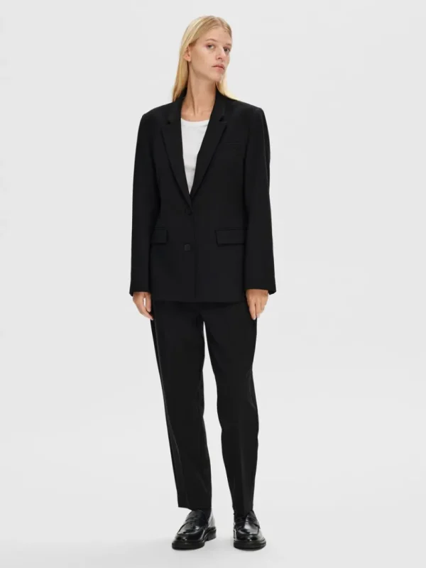 Bukser | Jakkesæt & Blazers>SELECTED SLIM FIT CROPPED BUKSER Black