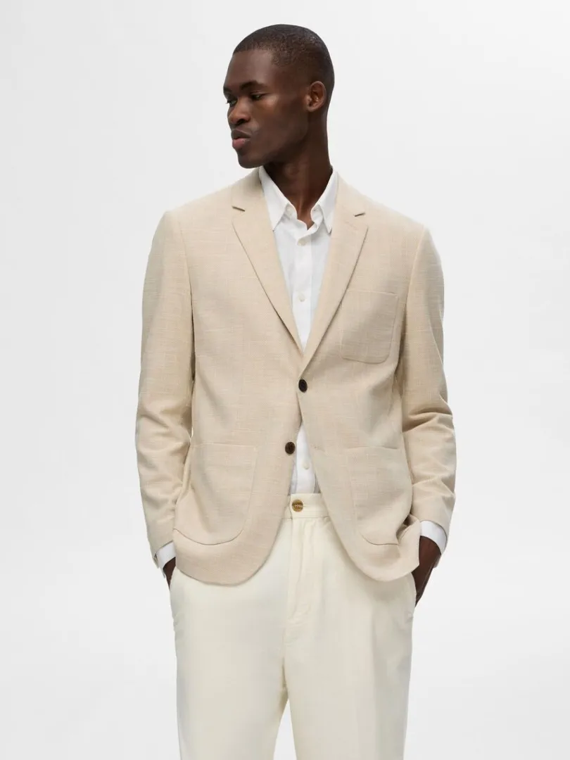 slim_fit_enkeltradet_blaz_0-3.webp Jakkesæt & Blazers>SELECTED SLIM FIT ENKELTRADET BLAZER Beige