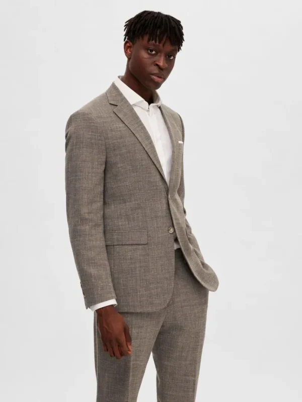 Jakkesæt & Blazers>SELECTED SLIM FIT ENKELTRADET BLAZER Brown