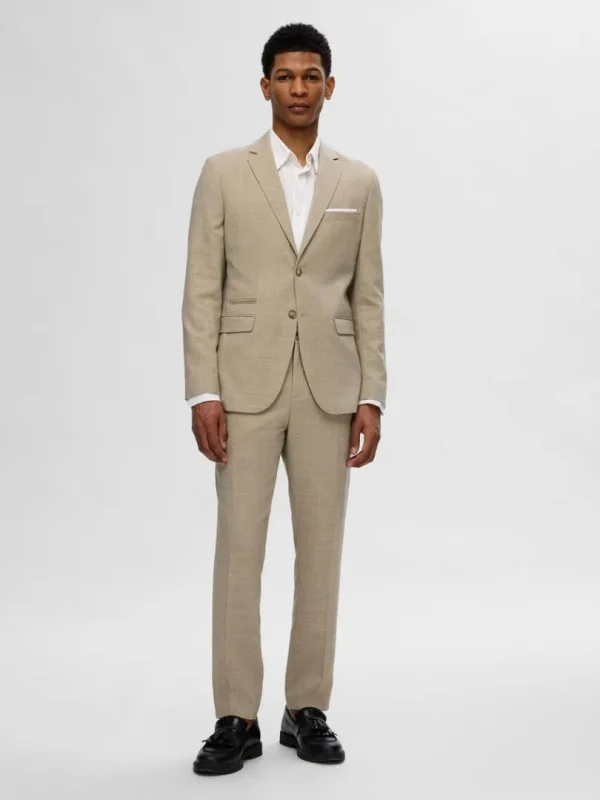 Jakkesæt & Blazers>SELECTED SLIM FIT ENKELTRADET BLAZER Beige