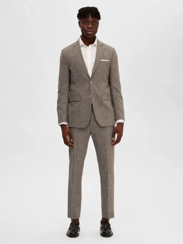 Jakkesæt & Blazers>SELECTED SLIM FIT ENKELTRADET BLAZER Brown