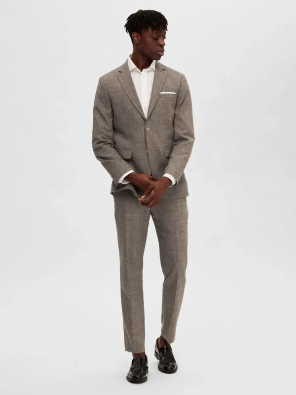 Jakkesæt & Blazers>SELECTED SLIM FIT ENKELTRADET BLAZER Brown