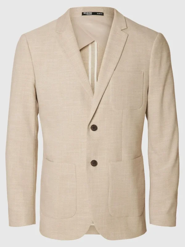Jakkesæt & Blazers>SELECTED SLIM FIT ENKELTRADET BLAZER Beige