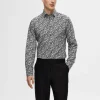 Skjorter>SELECTED SLIM FIT PRINTET SKJORTE Black