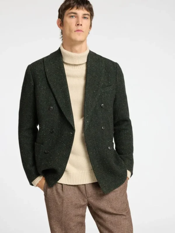 Jakkesæt & Blazers>SELECTED SLIM FIT SILDEBEN DOBBELTRADET BLAZER Green