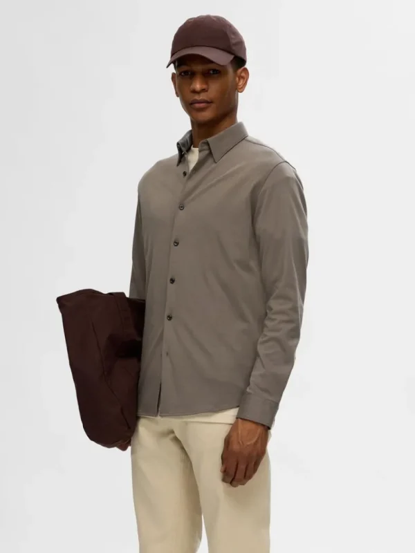 Skjorter>SELECTED SLIM FIT SKJORTE Brown