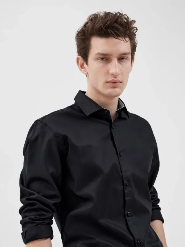 Skjorter>SELECTED SLIM FIT SKJORTE Black
