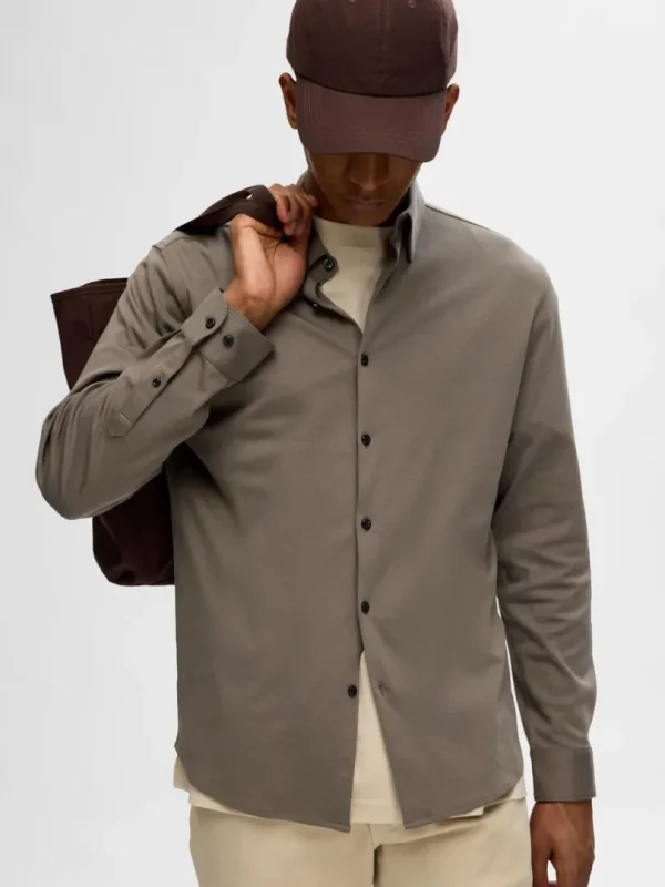 Skjorter>SELECTED SLIM FIT SKJORTE Brown