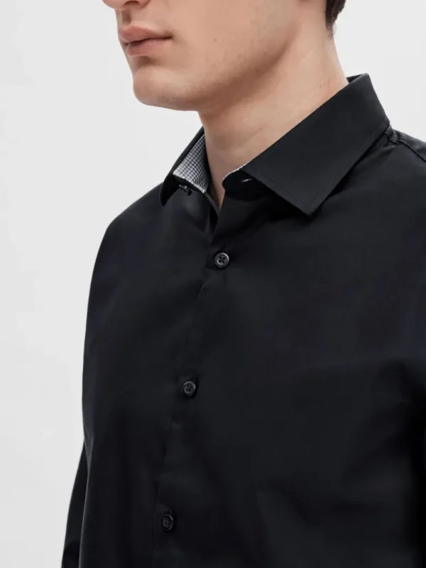 Skjorter>SELECTED SLIM FIT SKJORTE Black