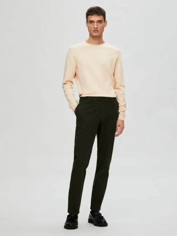 Bukser>SELECTED 175 SLIM FIT STRUKTURERET CHINOS Green