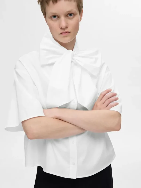 Skjorter>SELECTED SLØJFE KORTÆRMET SKJORTE White