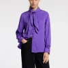 Skjorter>SELECTED SLØJFEDETALJE SATINSKJORTE Purple