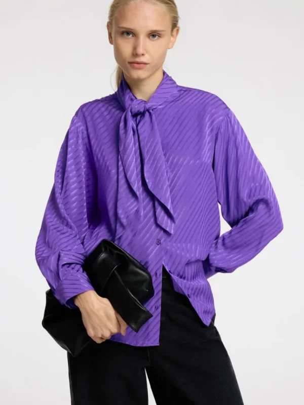 Skjorter>SELECTED SLØJFEDETALJE SATINSKJORTE Purple