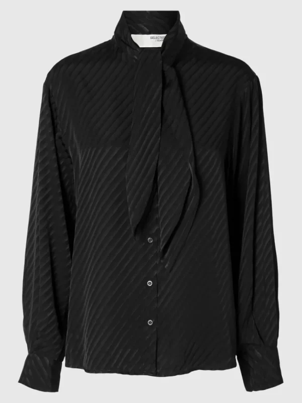 Skjorter>SELECTED SLØJFEDETALJE SATINSKJORTE Black