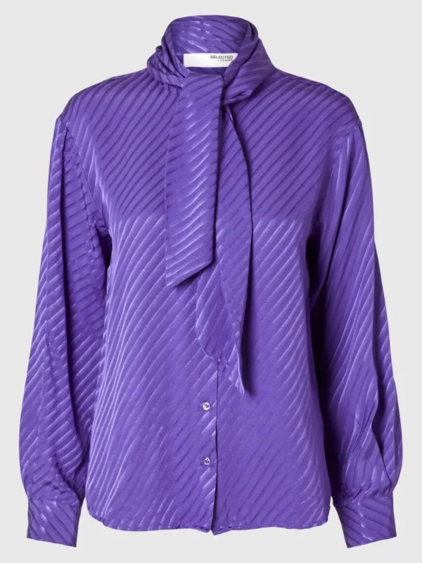 Skjorter>SELECTED SLØJFEDETALJE SATINSKJORTE Purple