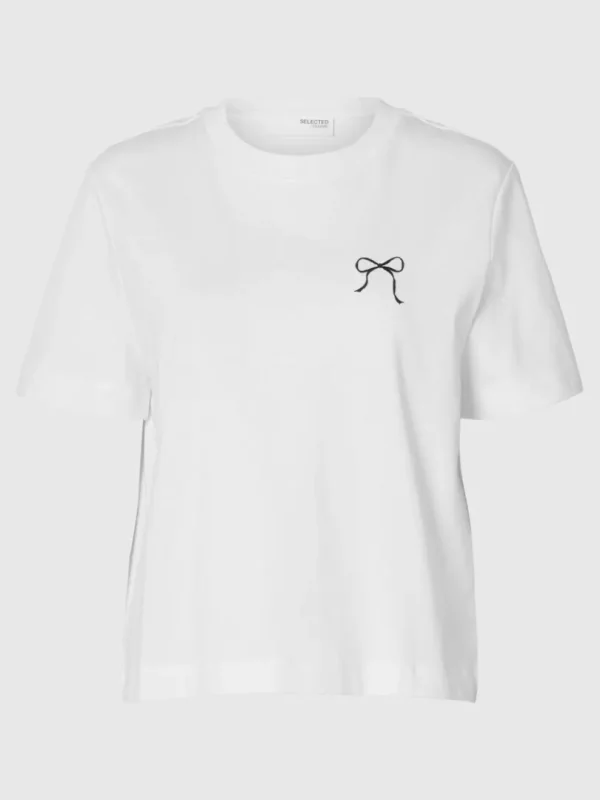 T-shirts>SELECTED SLØJFE-PRINT BOXY FIT T-SHIRT White