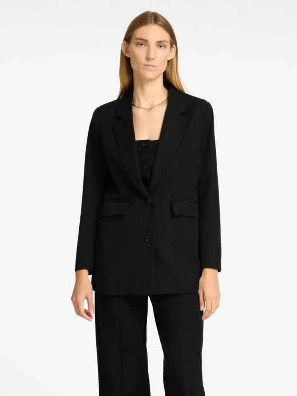 Jakkesæt & Blazers>SELECTED SØLV-NÅLESTRIBE OVERSIZED BLAZER Black