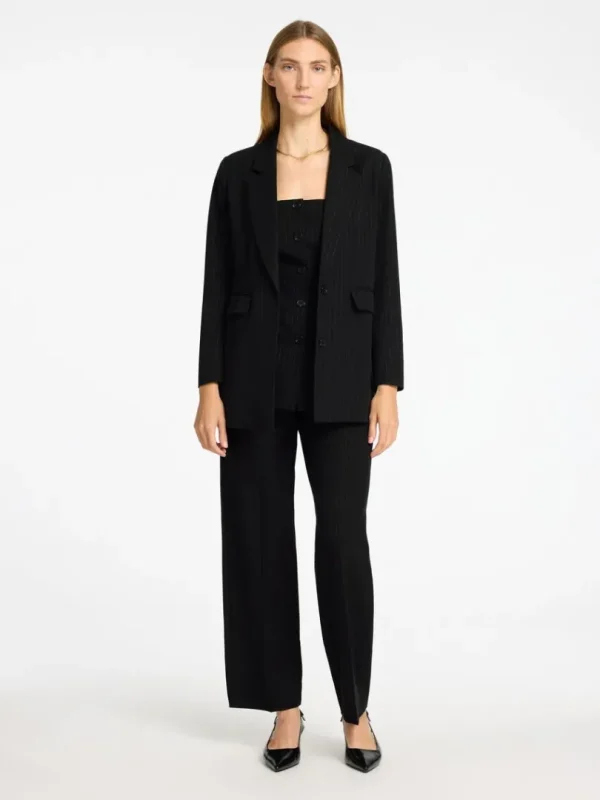 Jakkesæt & Blazers>SELECTED SØLV-NÅLESTRIBE OVERSIZED BLAZER Black