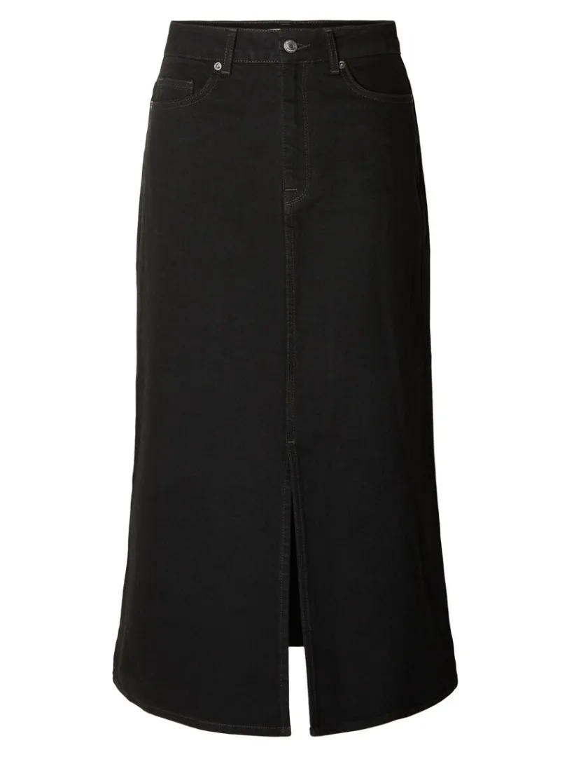 sort_denim_midinederdel_0.webp Nederdele>SELECTED SORT DENIM MIDINEDERDEL Black