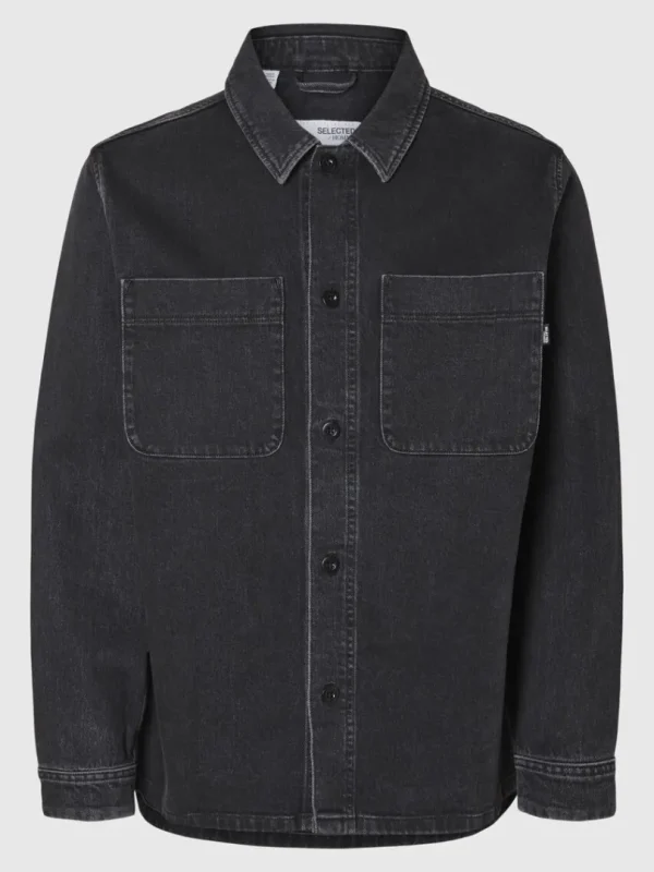 Overtøj | Skjorter>SELECTED SORT DENIM OVERSHIRT Black