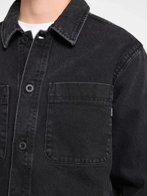 Overtøj | Skjorter>SELECTED SORT DENIM OVERSHIRT Black