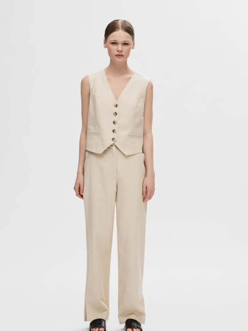 straight_fit_bukser_1.webp Bukser | Jakkesæt & Blazers>SELECTED STRAIGHT FIT BUKSER Beige
