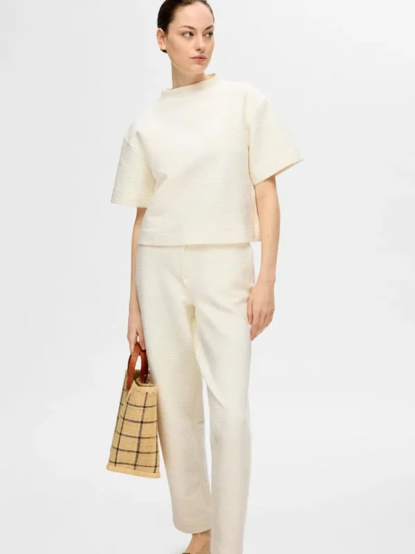 Bukser>SELECTED STRAIGHT FIT BUKSER White