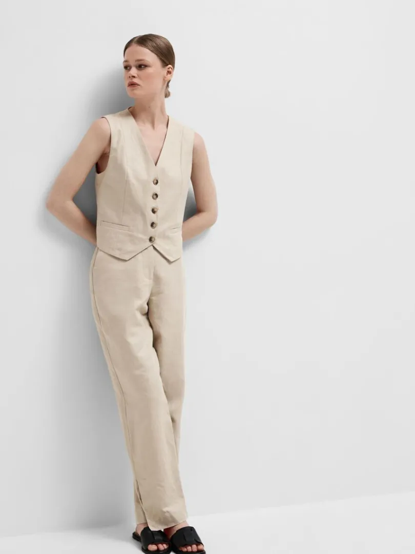 straight_fit_bukser_2.webp Bukser | Jakkesæt & Blazers>SELECTED STRAIGHT FIT BUKSER Beige
