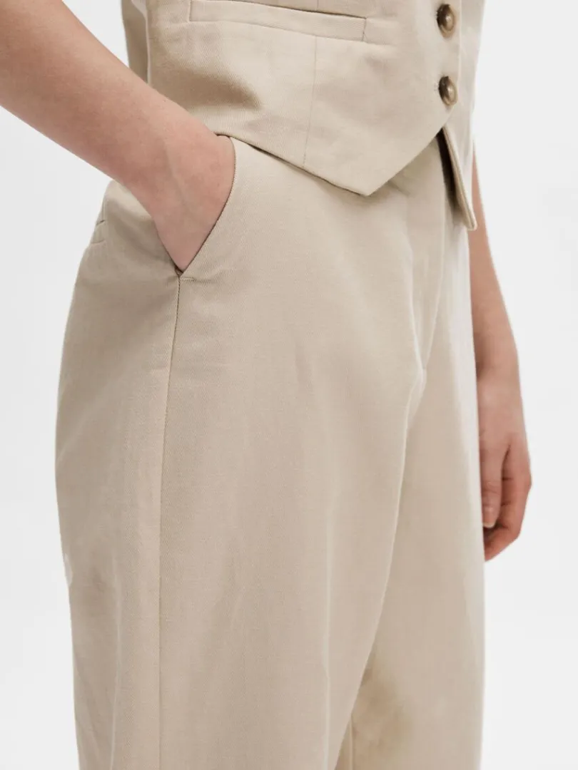 straight_fit_bukser_3.webp Bukser | Jakkesæt & Blazers>SELECTED STRAIGHT FIT BUKSER Beige