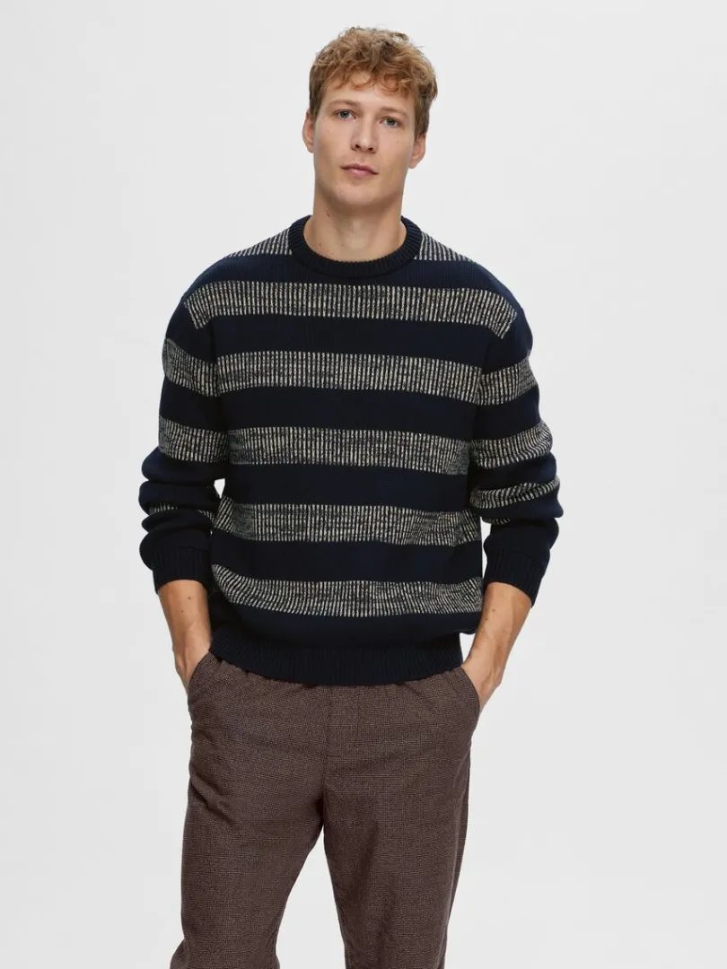 stribet_bomuld_pullover_0.webp Strik>SELECTED STRIBET BOMULD PULLOVER Blue