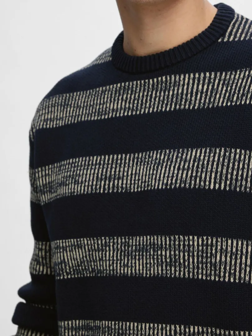 stribet_bomuld_pullover_3.webp Strik>SELECTED STRIBET BOMULD PULLOVER Blue