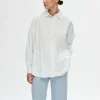 Skjorter>SELECTED STRIBET BOMULD SKJORTE White